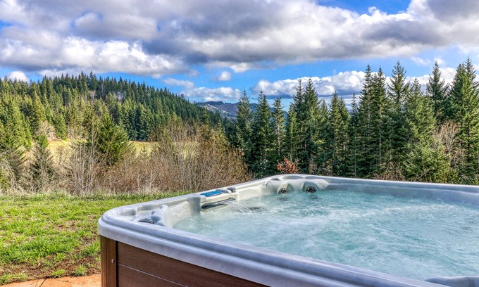 White Salmon House | Mountain cabin on 5 acres with private hot tub & Mt. Hood views
