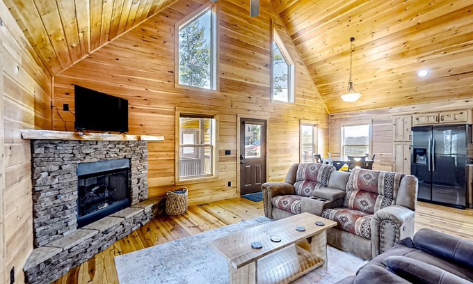Murphy Cabin | Mountain-view cabin with screened deck, dog-friendly yard, firepit & fireplace