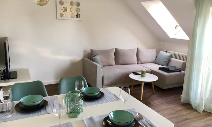 Langenargen Apartment | New DG apartment with balcony, 5 'from the lake, 1 bedroom + sofa bed, 45sqm