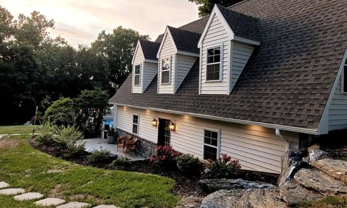 Witmer Cottage | New Waterfront Creekside Cottage w/Private Pool, Firepit, Paddle Boat, Fishing