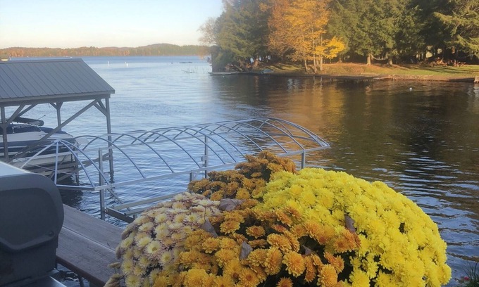 Old Forge House | New waterfront house with deck, dock, close to Old Forge, fireplace, , patio
