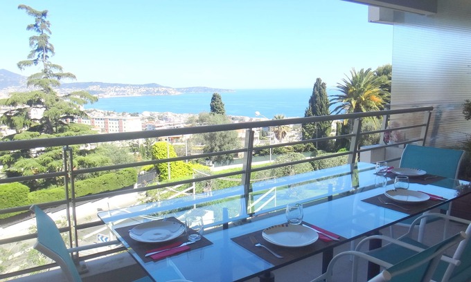 Caucade Apartment | Nice Ouest, magnificent air-conditioned 2 P/wifi with large terrace facing the sea