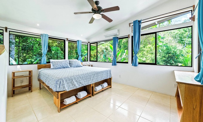 Pavones House | Ocean jungleviews, modern house in Pavones with AC, WiFi, bidets, hot water.