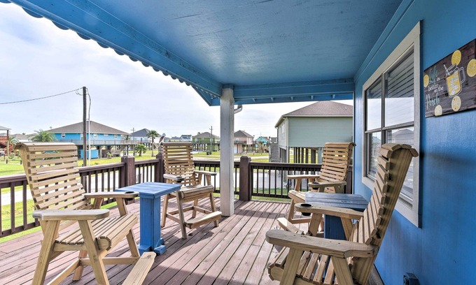 Crystal Beach Cottage | Ocean View, Deck: Colorful Crystal Beach Home!