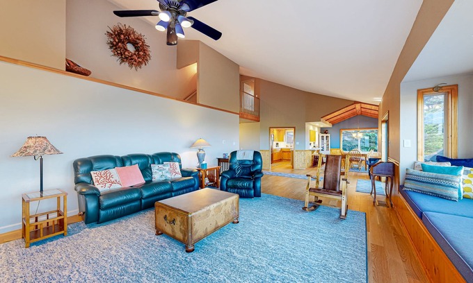 Sea Ranch House | Ocean view home with fireplace, deck, private hot tub & grill