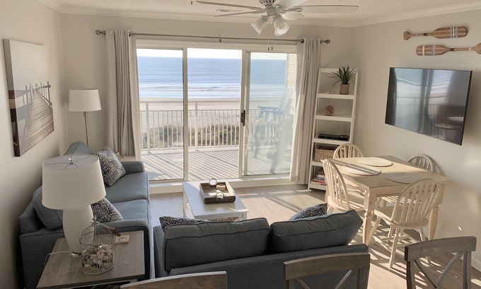 Ocean Isle Beach Condo | Oceanfront condo 2BR direct beach access + pool