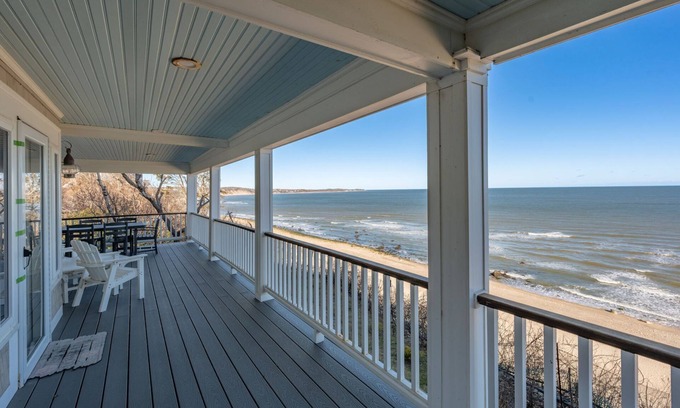 Sagamore Beach House | Oceanfront home on Sagamore Beach with panoramic views of Cape Cod Bay, sleeps 10