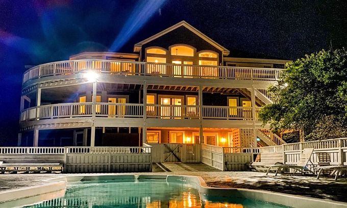 Corolla House | Oceanfront Mega-Estate | 14BR| Pool, Game Room, Wild Horses