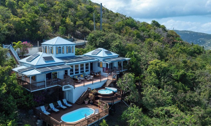 Almont Villa | Palladio's View - Tropical Villa with Private Pool, AC, & Views of St. John!