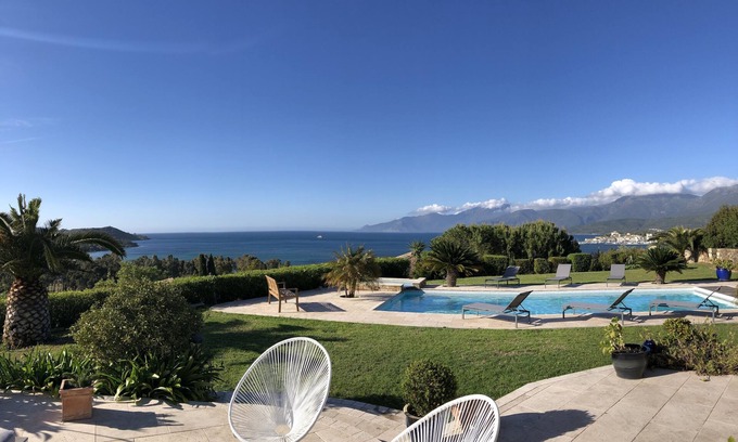 Saint-Florent Villa | PANORAMIC VIEW over the Gulf of Saint-Florent with heated swimming pool
