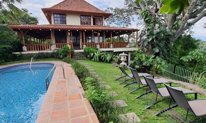 Escobal Villa | Panoramic Views, Bali Style, Pool-Tropical Private Area-Atenas