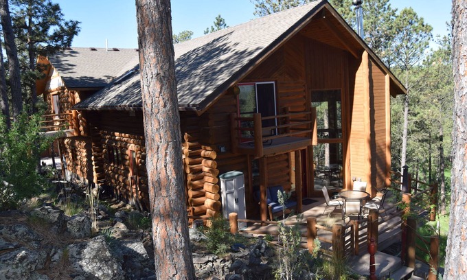 Custer Cabin | Peaceful, private log home with exceptional views and amenities