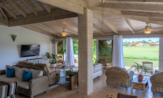 Casa de Campo Villa | Prepare to be pampered! Golf, lagoon & ocean vista views at Tres Palmas Villa!