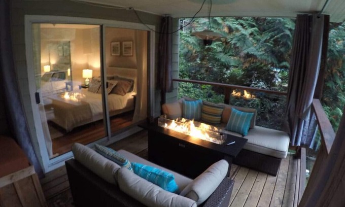 West Vancouver House | Private Forest & Creek Setting with Outdoor Fire Table