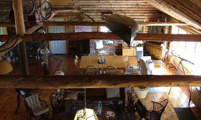 Monson Cabin | Private, on the water beautiful log cabin, 815 feet of water frontage, 16 acres