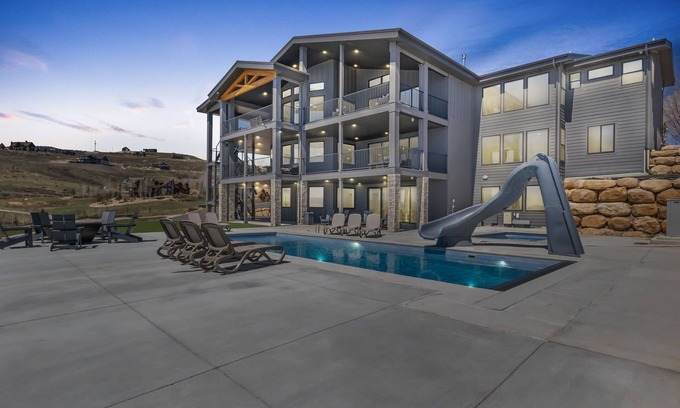 Fish Haven House | Private pool, hot tub, indoor basketball court, massive indoor slide, and VIEWS!