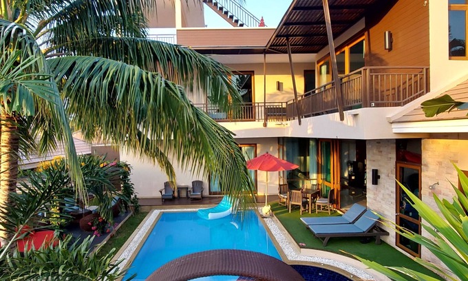 Sam Roi Yot Villa | Private swimming pool and solar-heated rooftop mini pool with mountain and sea views