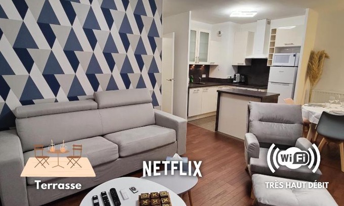 Quartier Atlantis Apartment | QuietStay 20' PARIS, Connected HOME avec Terrasse
