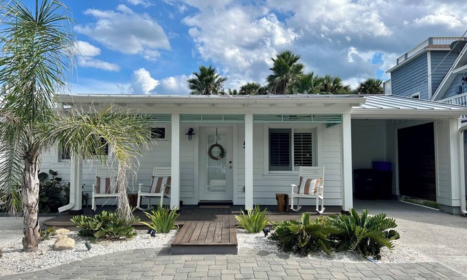 St. Augustine Beach House | Recently Remastered Beachside Boat House STEPS from the Ocean with HEATED pool.
