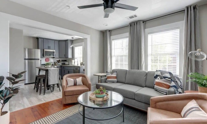 Old West Broad Neighborhood Apartment | Red Brick Row, Modern | Inviting | Chic