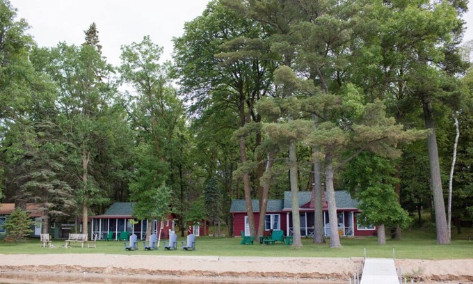 Park Rapids Cabin | Red Half Log North Woods Encampment - Two Cabins!