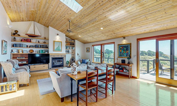 Manchester House | Rejuvenate in this home with fire place, hot tub, ocean/lighthouse/sunset views