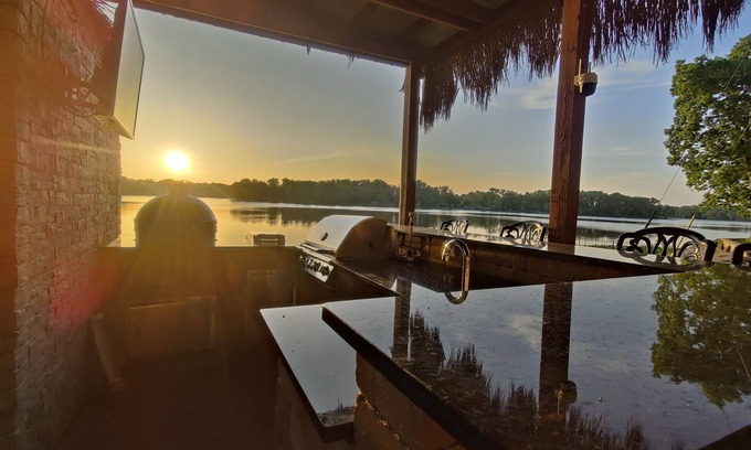 Scheller House | Relaxing lakeside retreat w/pool, hot tub, bars. Pet-friendly! One-of-a-kind!
