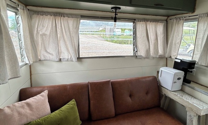 Lava Hot Springs House | Retro Camper king size bed