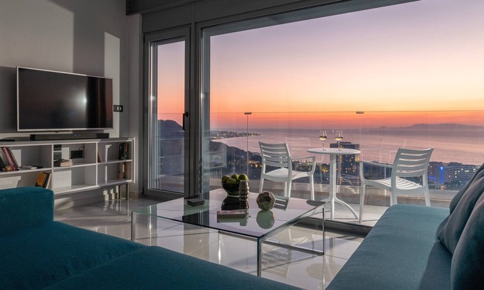 Petaloudes Apartment | Rhodes Skyline Suite - 2 Bedroom with OutDoor jacuzzi and Sea view