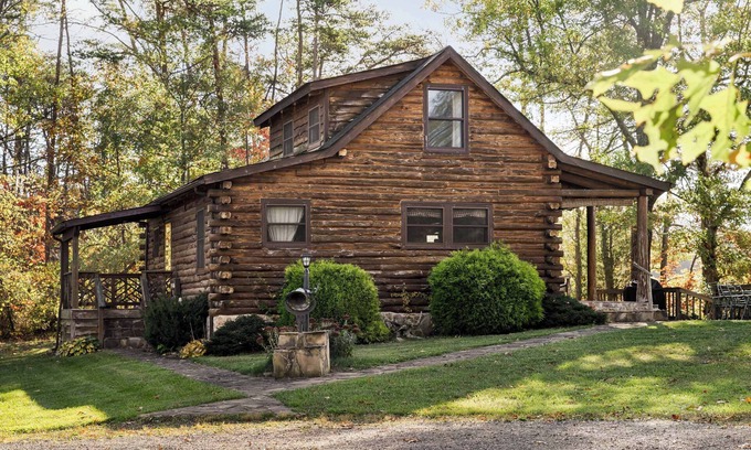 Paw Paw Cabin | Riverfront Log Cabin w Fireplace, Grill & Fire Pit