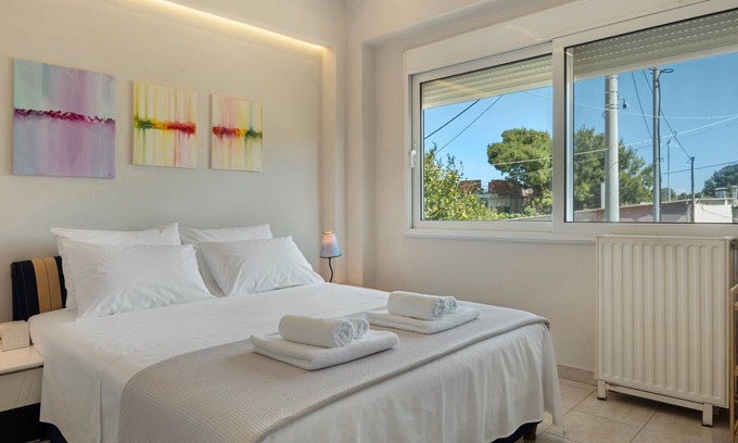 Spata-Artemida Apartment | Room 'Ground Floor Bedroom 2' with Shared Terrace, Wi-Fi and Air Conditioning