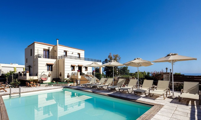 Roussospiti Villa | Rosemary Villa, 45m2 pool, large terrace, walking distance to shops