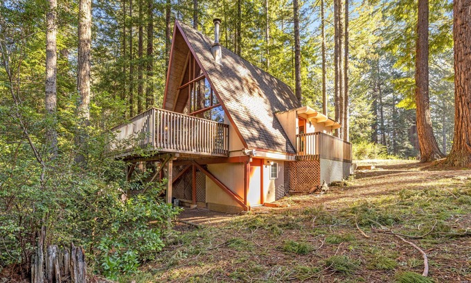 Gualala House | Rustic A-Frame House W/ Loft, Free WiFi, Balcony, Near the Beach - Dogs Okay!