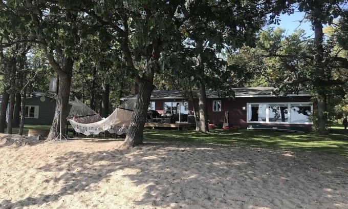 Perham House | Sandy beach, pontoon INCLUDED w/summer rates! Magnolia inspired renovated home.