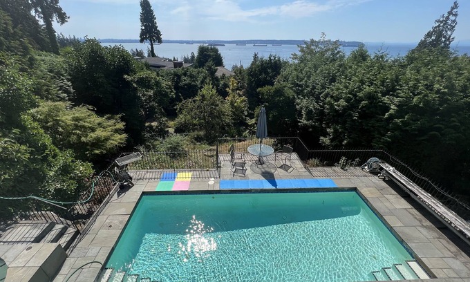 West Vancouver House | Seaview private room with balcony and bath