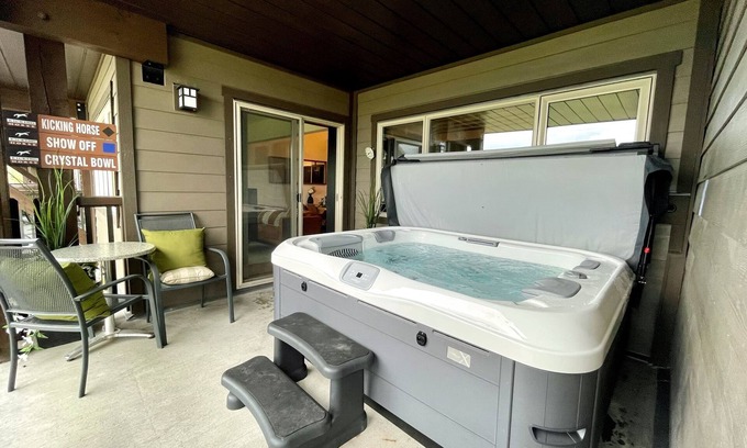 Golden Condo | Ski in/out with brand new hot tub. Top floor Palliser Lodge.