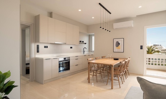 Rethymno Apartment | Spacious deluxe condo on the beach with stunning sea view