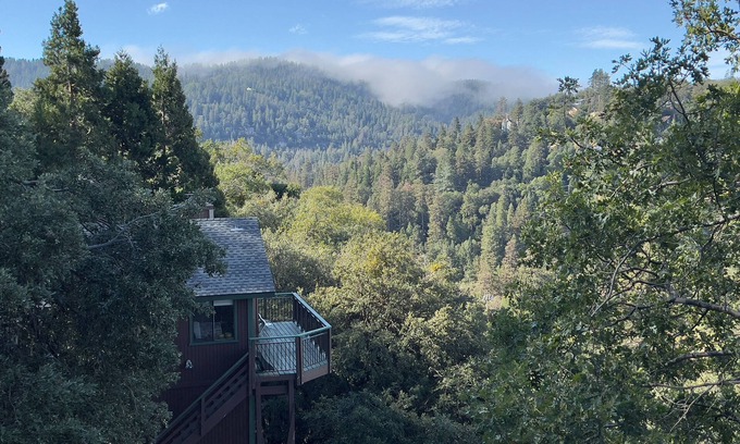 Crestline House | Spacious home with modern finishes, beautiful views, 2 decks & fireplace