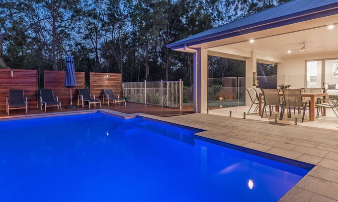 Noosaville House | Spacious Resort Style Home with Solar Heated Pool, Huge Outdoor Patio with TV