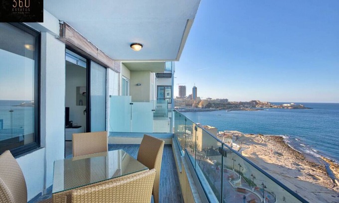 Tower Road Apartment | Spacious Seafront 3BR, Sliema