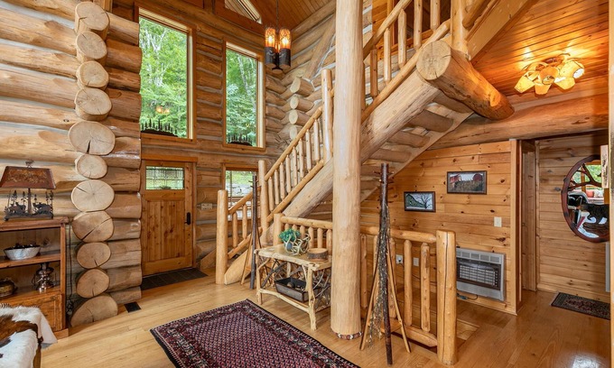 Banner Elk Cabin | Spice Mountain Lodge - Luxury log cabin with views, hot tub, pool table, firepit!