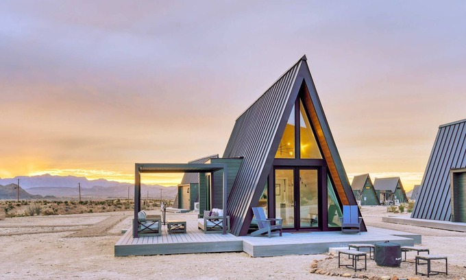 Study Butte-Terlingua Cabin | Stardust Big Bend Luxury A-Frame#8 with a fab view