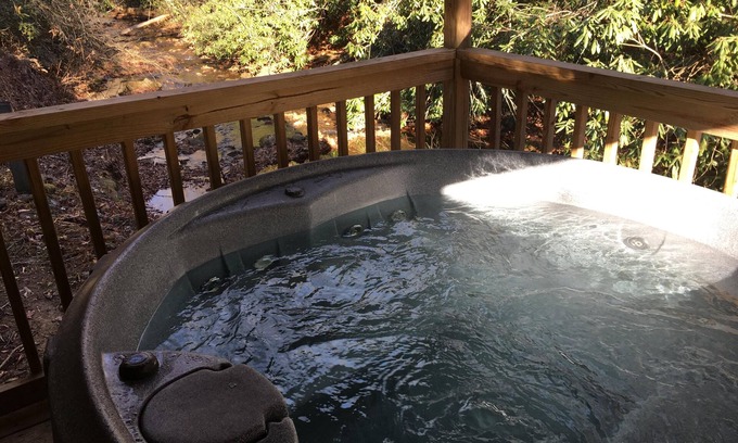 Candler Cottage | Stoney Fork Paradise on the Creek!-Private HotTub, Fireplace,Romantic,Wi-Fi,Pets