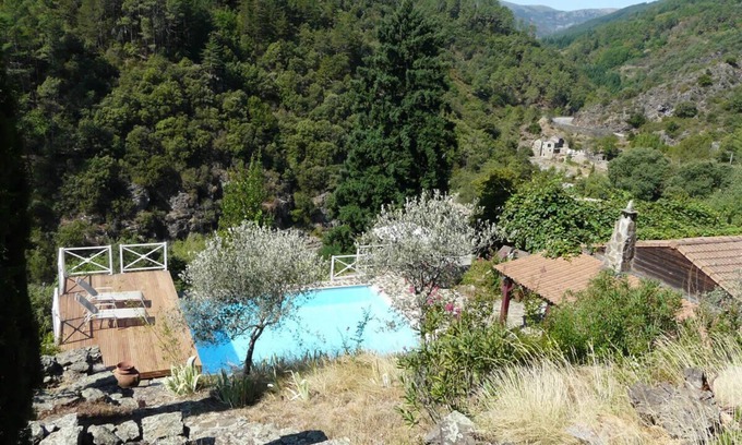 Saint-Andre-Lachamp Apartment | Studio of the Blue House of Ardèche - with access to the pool and the river