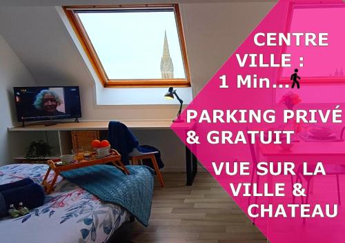 Vaugueux Apartment | Studio Tout équipé en Hyper-Centre avec Parking Privé et Gratuit - Vue sur la Ville et Château de Caen