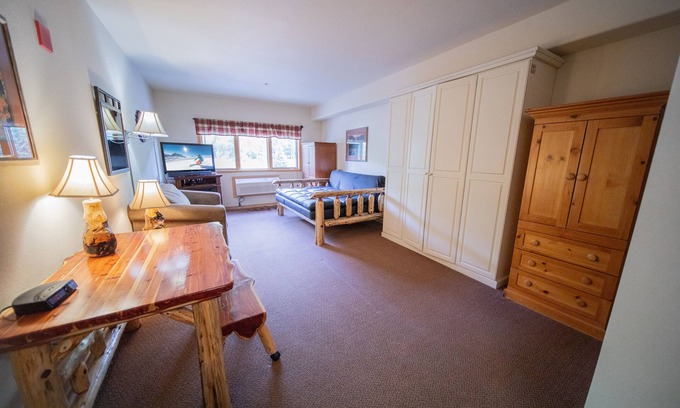 Mountain House Condo | Studio with a quick walk to River Run!