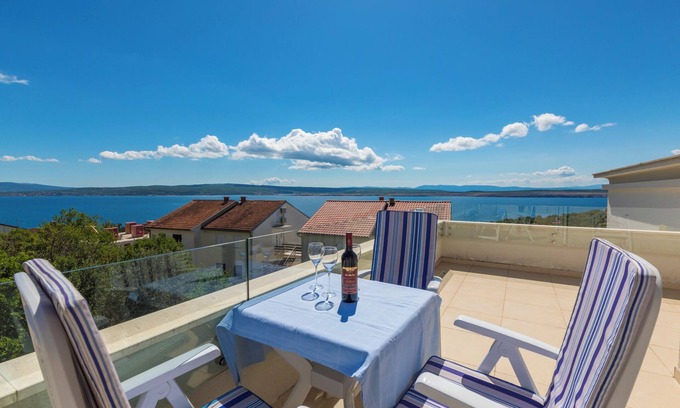 Dramalj Apartment | Studio with air conditioning and sea view