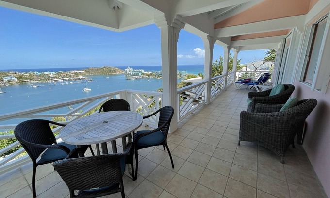Oyster Pond Villa | Stunning Ocean & Oyster Pond Views Private Villa Fast Fiber WiFi & 40ft Terrace
