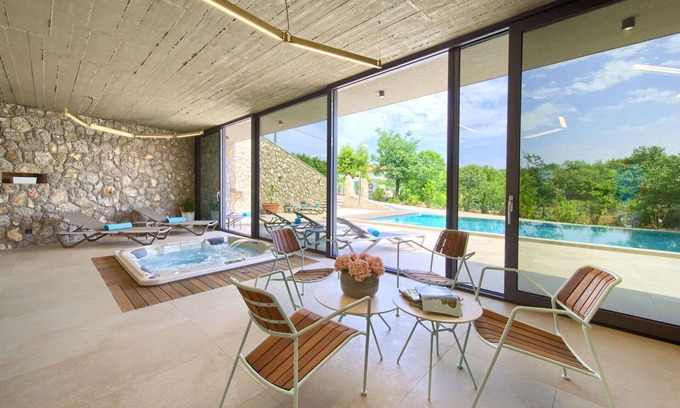 Nenadici House | Stunning private villa for 6 guests with private pool, hot tub, A/C, WIFI, TV and terrace