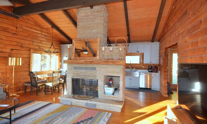 Great Cacapon Cabin | Stunning River View Log Cabin + 21 ac & EV CHR
